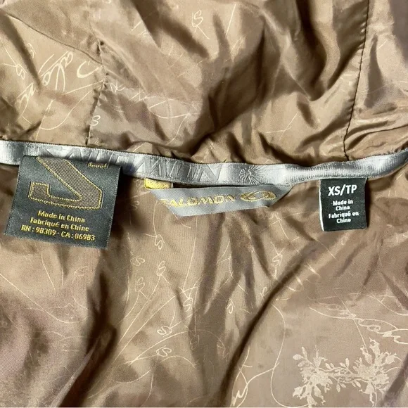 Salomon XS/P Women's Light Brown/grey fur Hooded Puffer Jacket, down - Picture 8 of 15